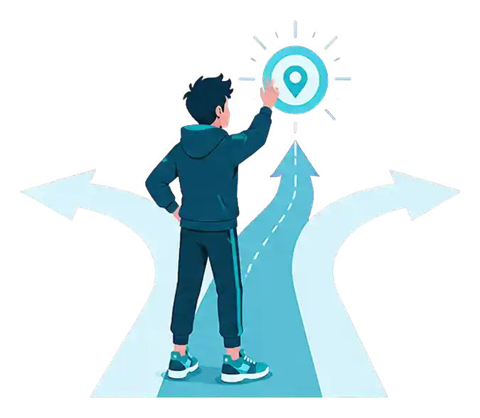 自分で目標を選び進む生徒のイラスト
