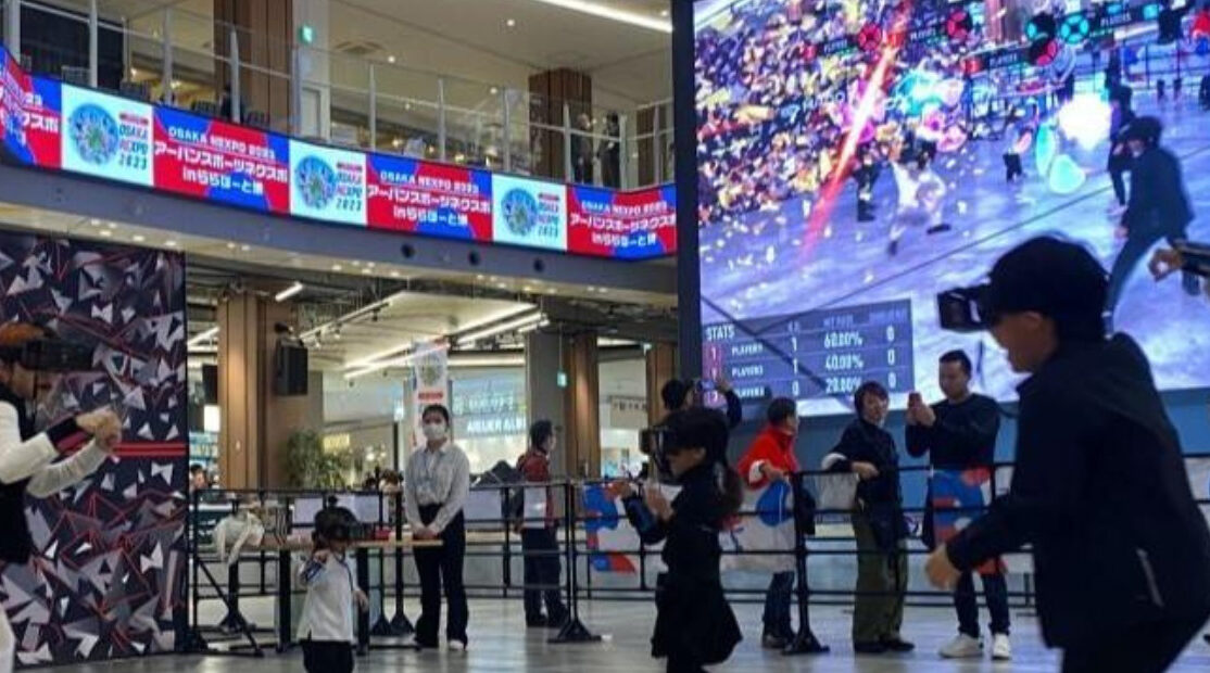 Families and groups participating in active indoor entertainment