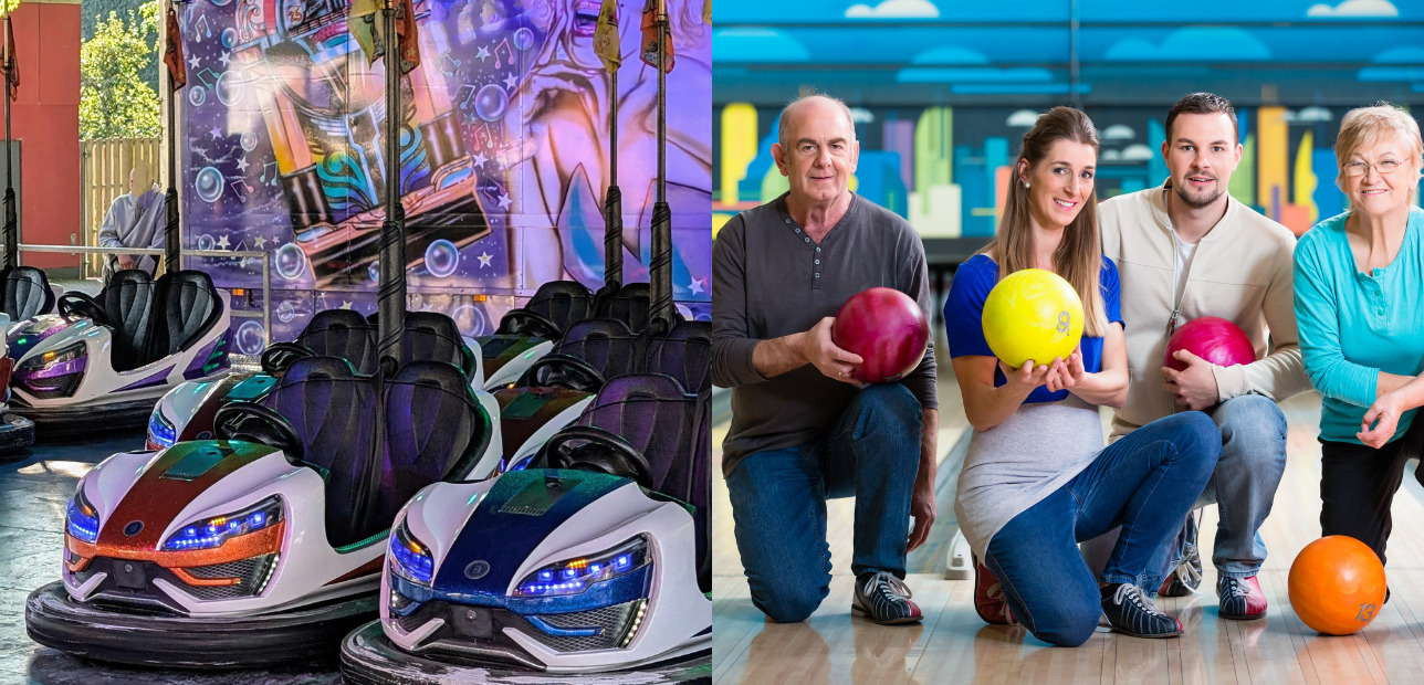 Multiple attractions working together in a family entertainment center