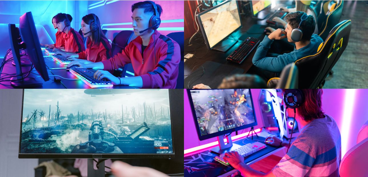 Players competing in an FPS esports game