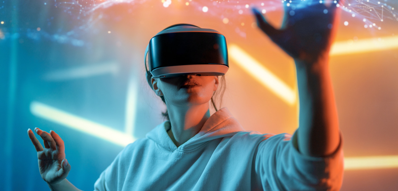 Guests using a VR attraction in an entertainment venue